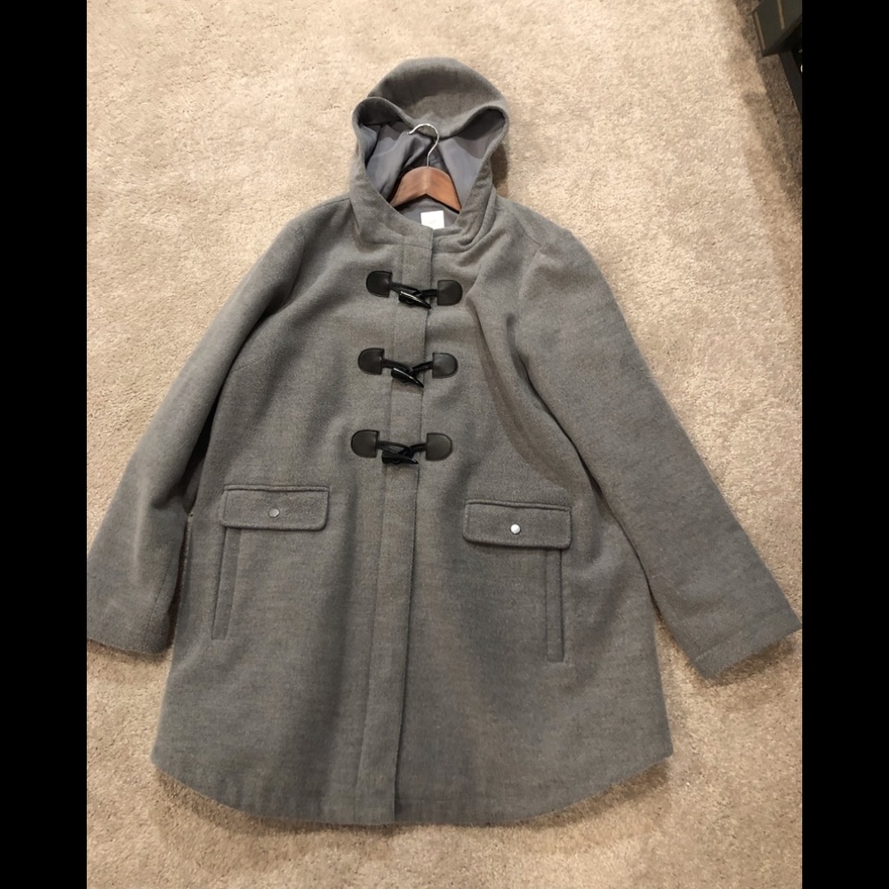 J. Jill gray hooded duffle coat, Size MP
